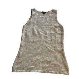 Ann Taylor small Petite Cashmere Sleeveless Tank Top With Sparkle Bead Detail